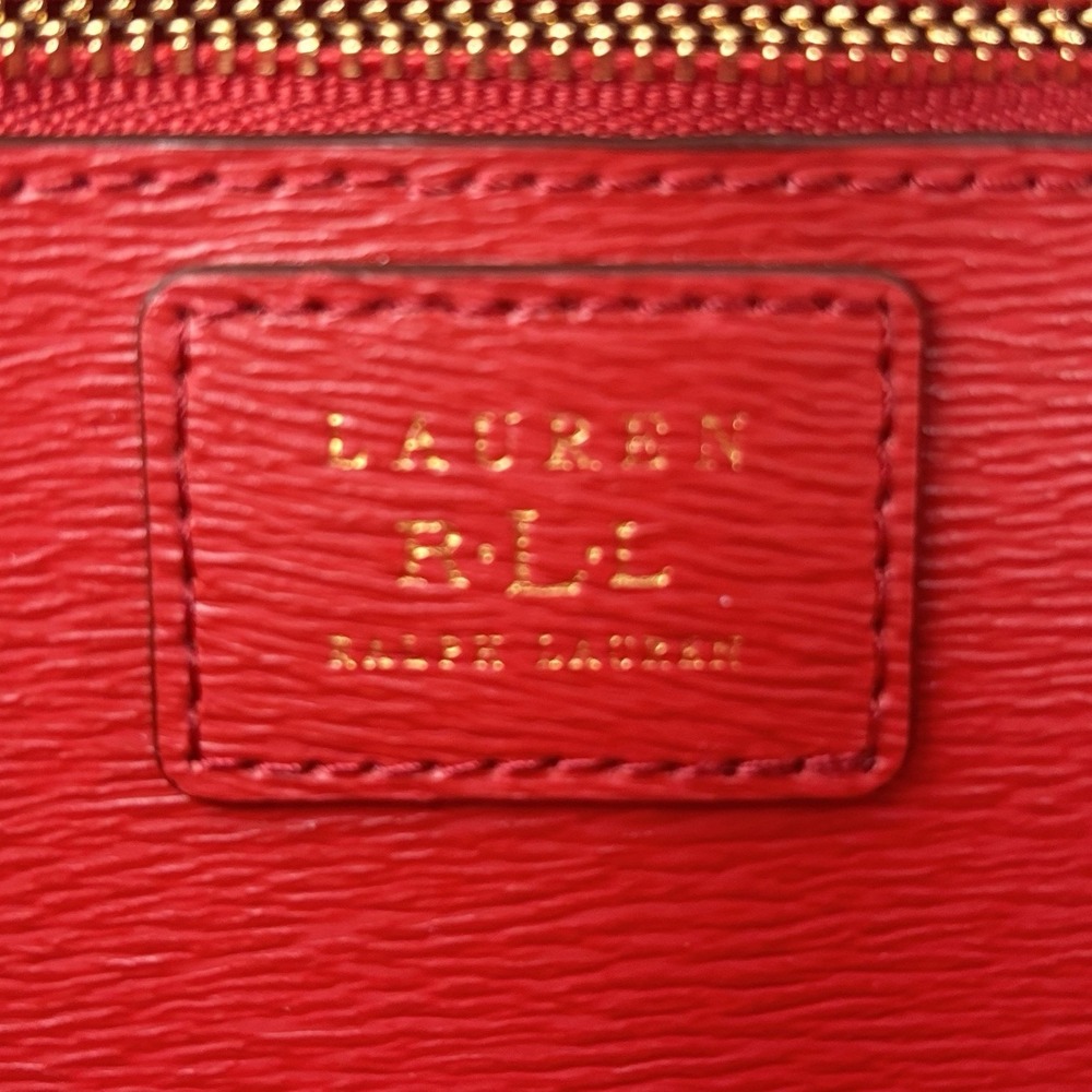 Ralph Lauren Tate Dome Satchel Red Leather Bag Gold Accents No Shoulder Strap - Picture 5 of 16